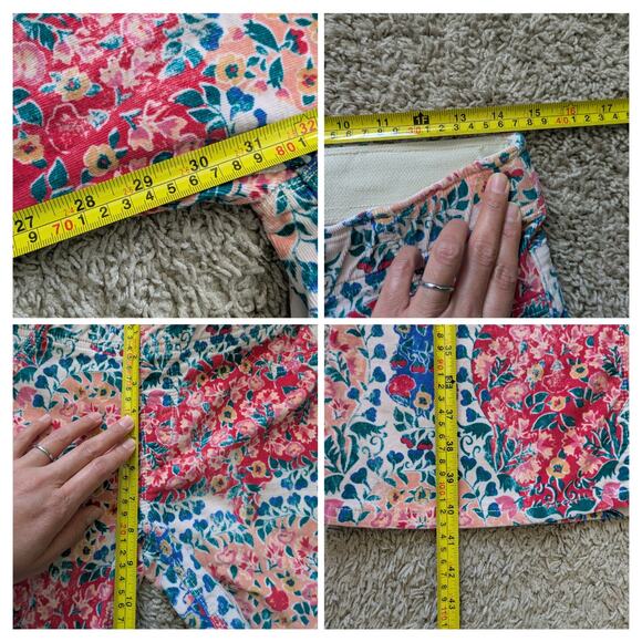 We The Free People Corduroy Flare Pants 27 Short Floral Pull On Groovy Hippie - Picture 5 of 7